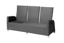 OUTFLEXX Rocking Comfort Dining / Lounge 3-Sitzer Sofa, grau/braun-meliert, Polyrattan, 210x85x112 cm, verstellbar