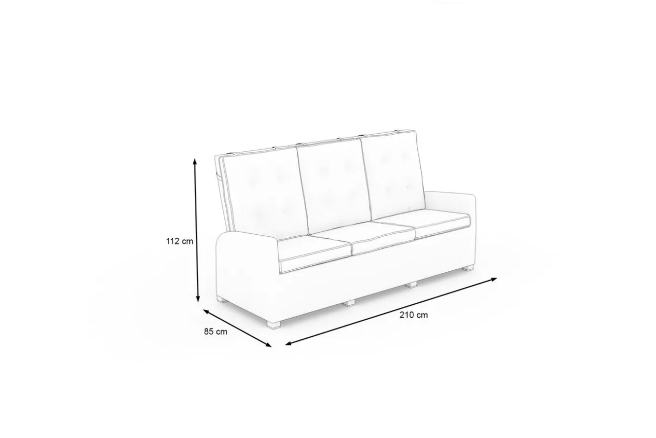 OUTFLEXX Rocking Comfort Dining / Lounge 3-Sitzer Sofa, grau/braun-meliert, Polyrattan, 210x85x112 cm, verstellbar
