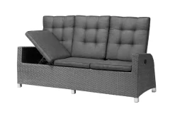 OUTFLEXX Rocking Comfort Dining / Lounge 3-Sitzer Sofa, grau/braun-meliert, Polyrattan, 210x85x112 cm, verstellbar