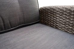 OUTFLEXX Rocking Comfort Garten-Essgruppe, grau/braun-meliert, Polyrattan, Tisch 220 x 100 cm, 3 Loungesessel+3-Sitzer
