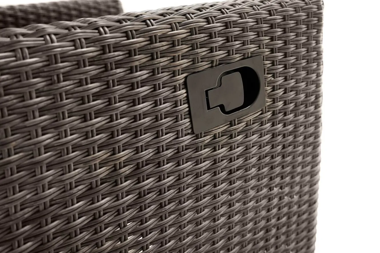 OUTFLEXX Rocking Comfort Garten-Essgruppe, grau/braun-meliert, Polyrattan, Tisch 220 x 100 cm, 6-7 Personen