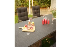 OUTFLEXX Rocking Comfort Garten-Essgruppe, grau/braun-meliert, Polyrattan, Tisch 220 x 100 cm, 6-7 Personen
