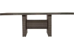 OUTFLEXX Rocking Comfort Garten-Essgruppe, grau/braun-meliert, Polyrattan, Tisch 220 x 100 cm, 6-7 Personen