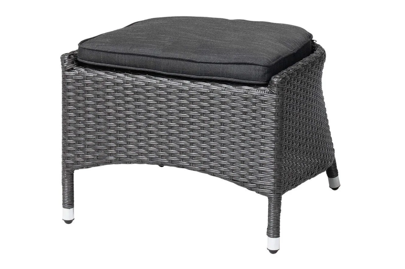 OUTFLEXX Rocking Dining Sessel, grau/braun-meliert, Polyrattan, verstellbar, mit Fußhocker