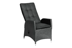 OUTFLEXX Rocking Dining Sessel, grau/braun-meliert, Polyrattan, verstellbar, mit Fußhocker