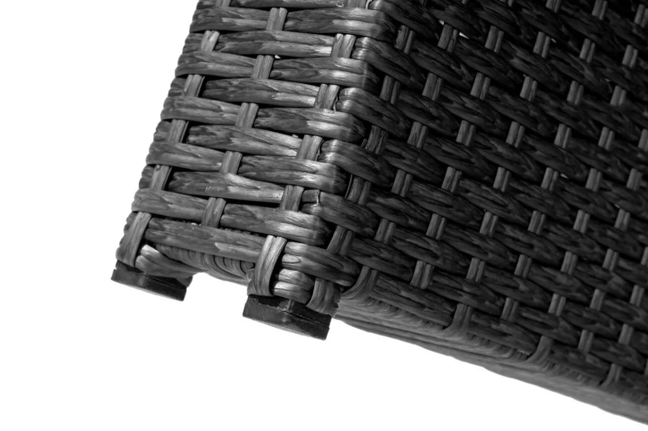 OUTFLEXX Rocking Dining Tisch, grau/braun-meliert, Polyrattan, 220 x 100 cm, Glasplatte in Steinoptik