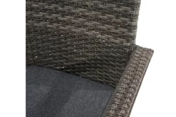OUTFLEXX Rocking Garten-Essgruppe, grau/braun-meliert, Polyrattan, Tisch 90 x 90 cm, 4 Stapelstühle, Glasplatte in Steinoptik
