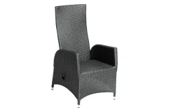 OUTFLEXX Rocking Garten-Essgruppe, grau/schwarz, Polyrattan, Tisch 220 x 100 cm, 6 Sessel