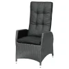 OUTFLEXX Rocking Garten-Essgruppe, grau/braun-meliert, Polyrattan, Tisch 180 x 110 cm, 4 Sessel