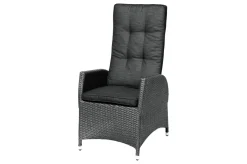 OUTFLEXX Rocking Garten-Essgruppe, grau/braun-meliert, Polyrattan, Tisch 180 x 110 cm, 4 Sessel