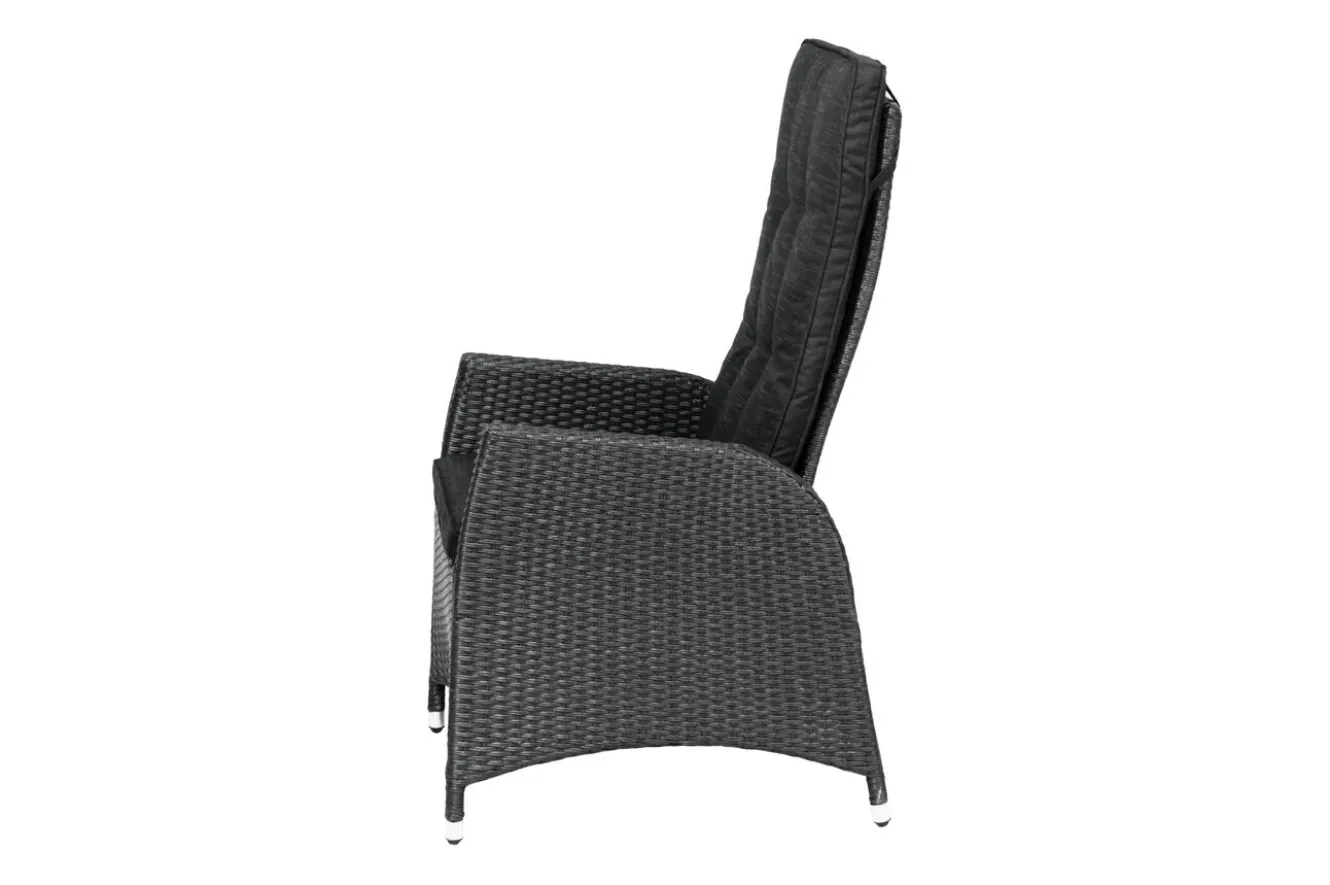 OUTFLEXX Rocking Garten-Essgruppe, grau/braun-meliert, Polyrattan, Tisch 180 x 110 cm, 4 Sessel