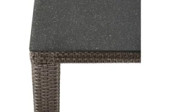 OUTFLEXX Rocking Garten-Essgruppe, grau/braun-meliert, Polyrattan, Tisch 180 x 110 cm, 4 Sessel