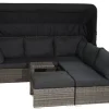 OUTFLEXX Rocking Gartenlounge, grau/braun-meliert, Polyrattan, 5-6 Personen, inkl. Sonnendach