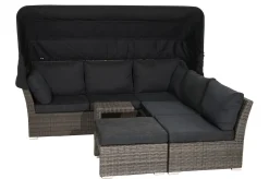 OUTFLEXX Rocking Gartenlounge, grau/braun-meliert, Polyrattan, 5-6 Personen, inkl. Sonnendach