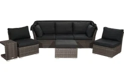 OUTFLEXX Rocking Gartenlounge, grau/braun-meliert, Polyrattan, 5-6 Personen, inkl. Sonnendach