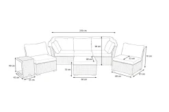 OUTFLEXX Rocking Gartenlounge, grau/braun-meliert, Polyrattan, 5-6 Personen, inkl. Sonnendach