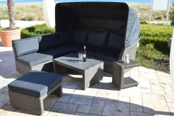 OUTFLEXX Rocking Gartenlounge, grau/braun-meliert, Polyrattan, 5-6 Personen, inkl. Sonnendach