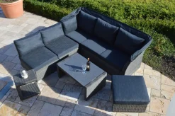 OUTFLEXX Rocking Gartenlounge, grau/braun-meliert, Polyrattan, 5-6 Personen, inkl. Sonnendach