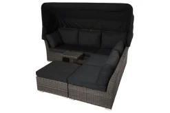 OUTFLEXX Rocking Gartenlounge, grau/braun-meliert, Polyrattan, 5-6 Personen, inkl. Sonnendach