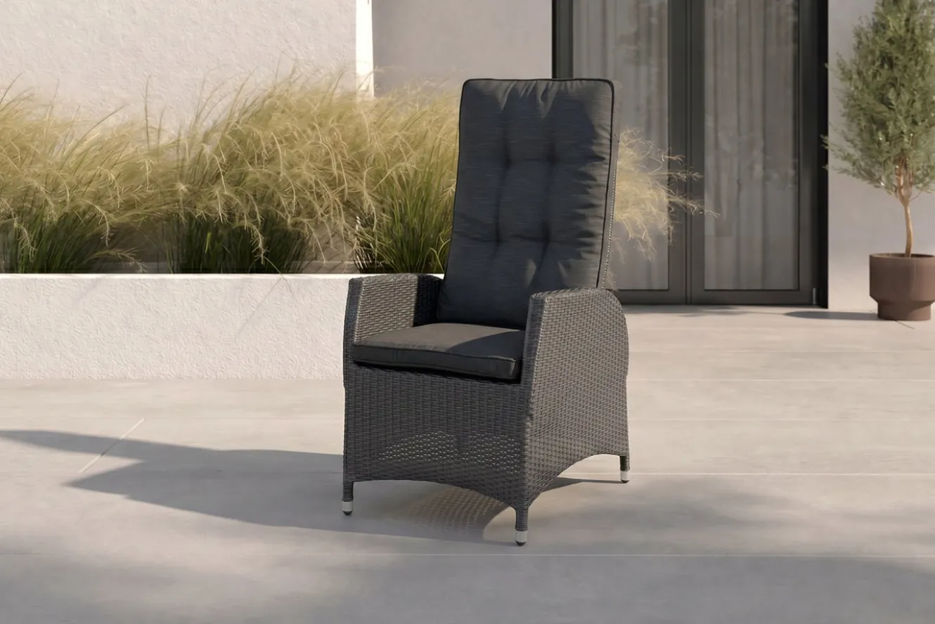 OUTFLEXX Rocking Gartensessel, verstellbar, inkl. Polster, Polyrattan, 60x68x110 cm