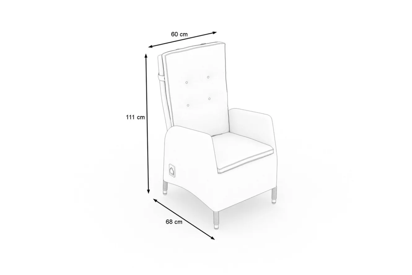 OUTFLEXX Rocking Gartensessel, verstellbar, inkl. Polster, Polyrattan, 60x68x110 cm