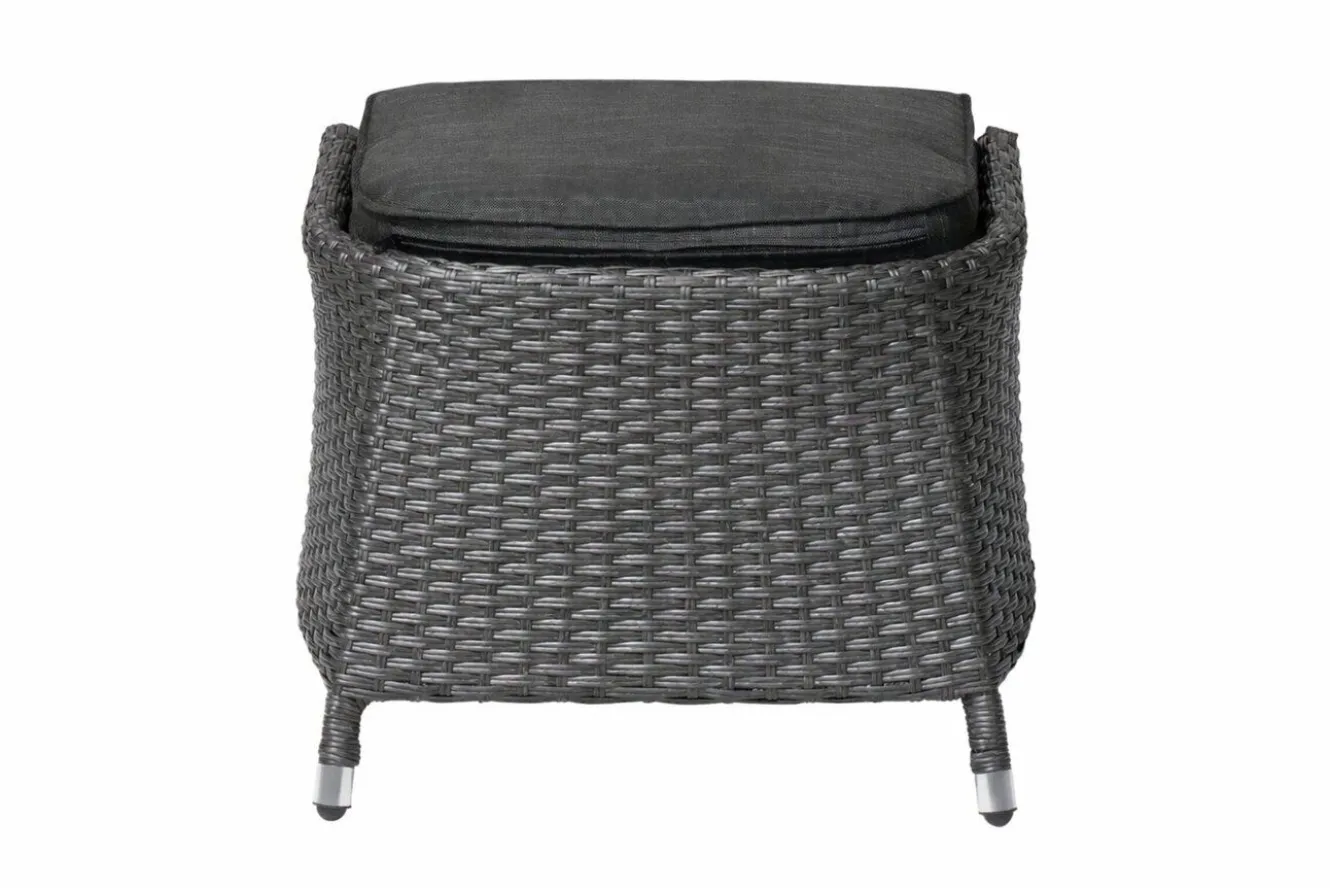 OUTFLEXX Rocking Hocker, grau/braun-meliert, Polyrattan, 56x54x41 cm, zu Dining Sessel, inkl. Polster