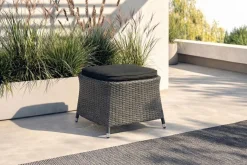 OUTFLEXX Rocking Hocker, grau/braun-meliert, Polyrattan, 56x54x41 cm, zu Dining Sessel, inkl. Polster