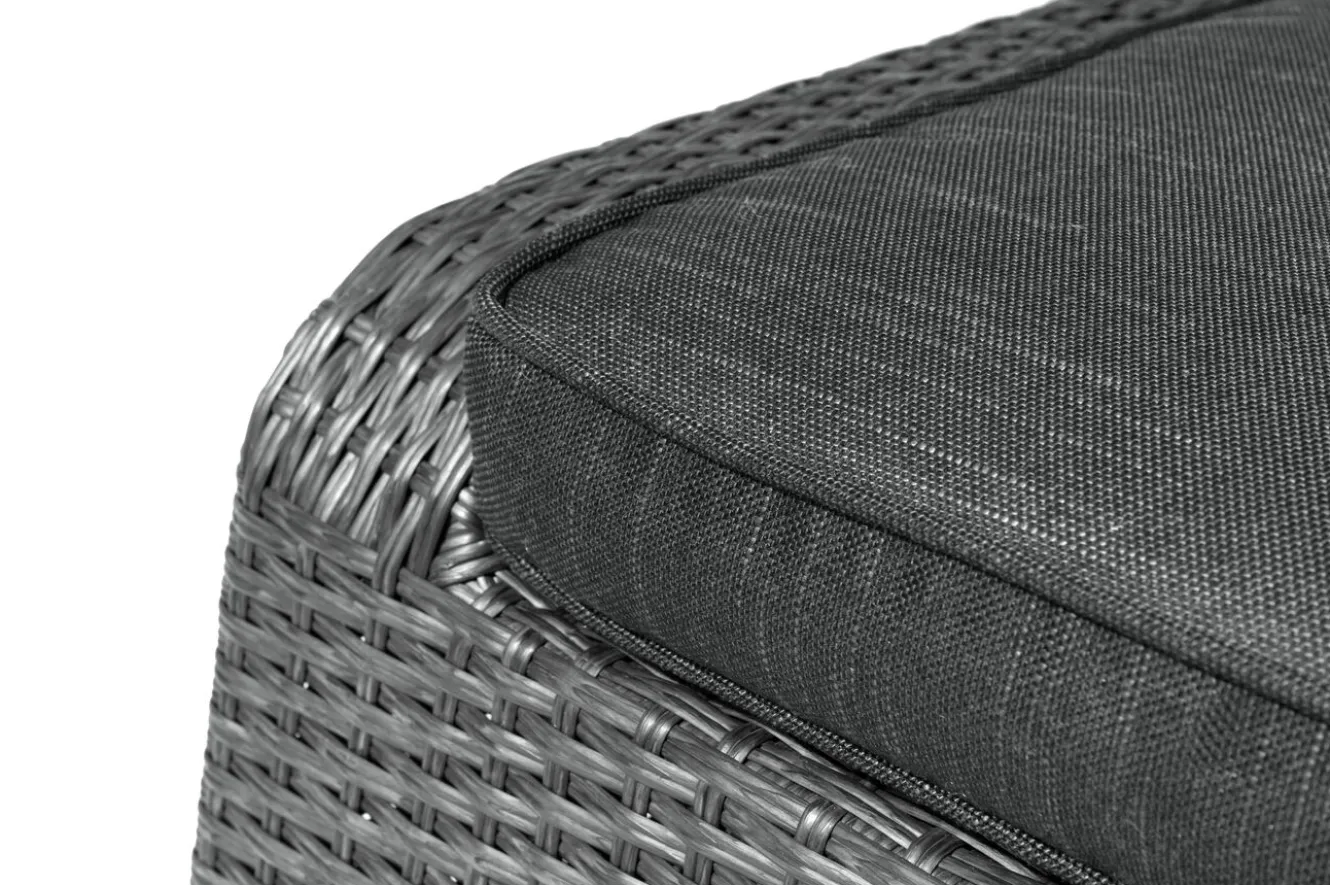OUTFLEXX Rocking Hocker, grau/braun-meliert, Polyrattan, 71x45x56 cm, zu Loungesessel, inkl. Polster