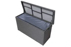 OUTFLEXX Rocking Kissenbox, grau/braun-meliert, Polyrattan, 145x58x73 cm, inkl. Inlay