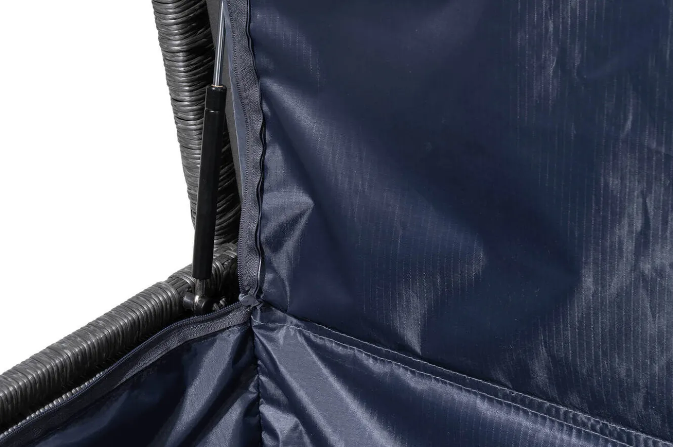 OUTFLEXX Rocking Kissenbox, grau/braun-meliert, Polyrattan, 145x58x73 cm, inkl. Inlay