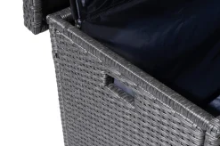 OUTFLEXX Rocking Kissenbox, grau/braun-meliert, Polyrattan, 145x58x73 cm, inkl. Inlay
