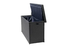 OUTFLEXX Rocking Kissenbox, grau/braun-meliert, Polyrattan, 145x58x73 cm, inkl. Inlay