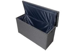 OUTFLEXX Rocking Kissenbox, grau/braun-meliert, Polyrattan, 145x58x73 cm, inkl. Inlay