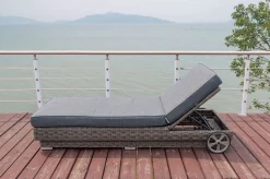 OUTFLEXX Rollliege, grau, Polyrattan, 200x70x27,5cm, Rückenlehne 5-fach verstellbar
