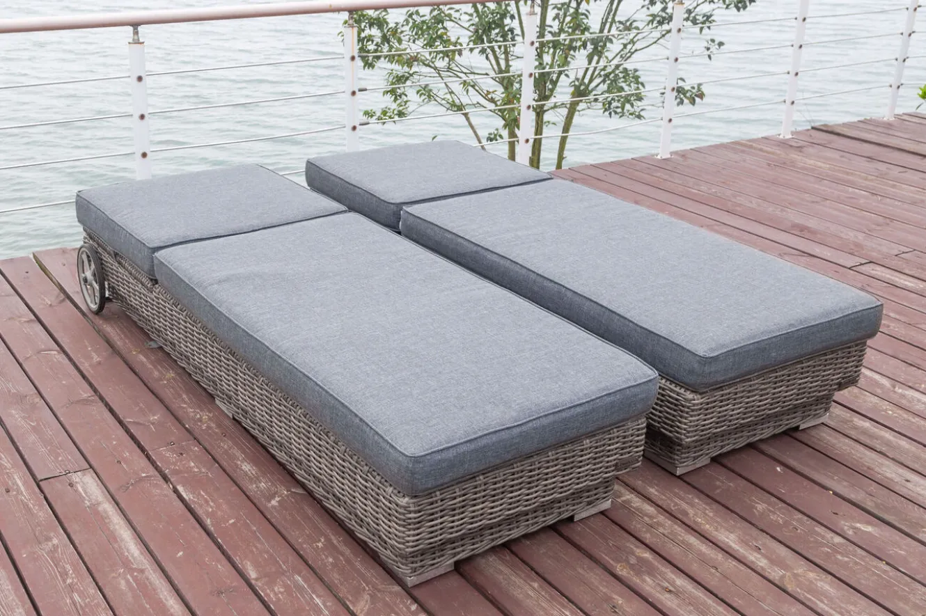 OUTFLEXX Rollliege, grau, Polyrattan, 200x70x27,5cm, Rückenlehne 5-fach verstellbar