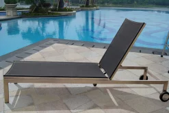 OUTFLEXX Rollliege, schwarz, Edelstahl/Textilene, verstellbare Rückenlehne, 212x71x36cm