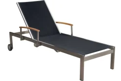 OUTFLEXX Rollliege, schwarz, Edelstahl/Textilene, mit Gasfeder, 195,5x74x35cm