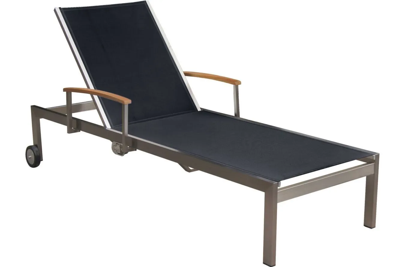 OUTFLEXX Rollliege, schwarz, Edelstahl/Textilene, mit Gasfeder, 195,5x74x35cm