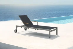 OUTFLEXX Rollliege, schwarz, Edelstahl/Textilene, mit Gasfeder, 195,5x74x35cm