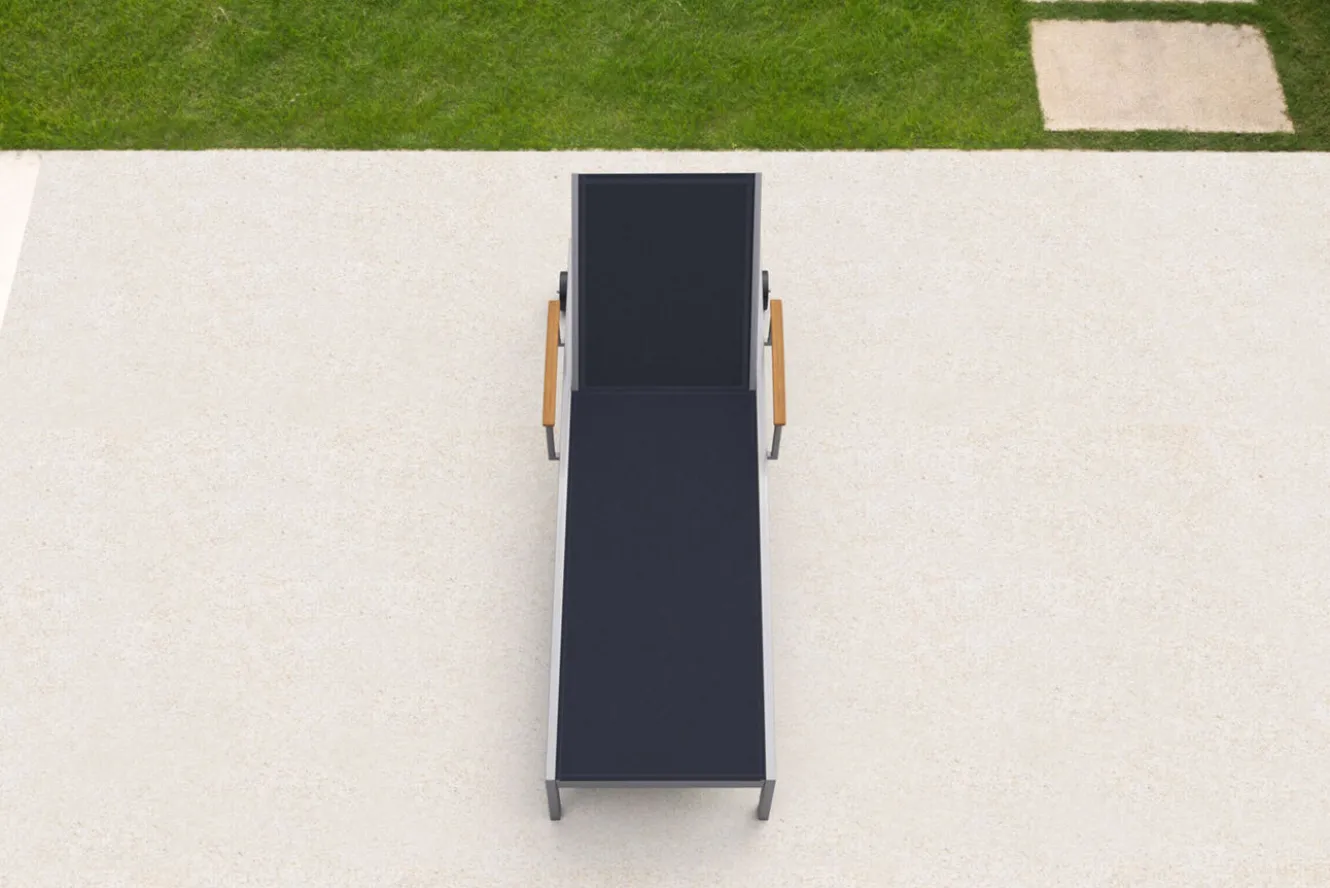 OUTFLEXX Rollliege, schwarz, Edelstahl/Textilene, mit Gasfeder, 195,5x74x35cm