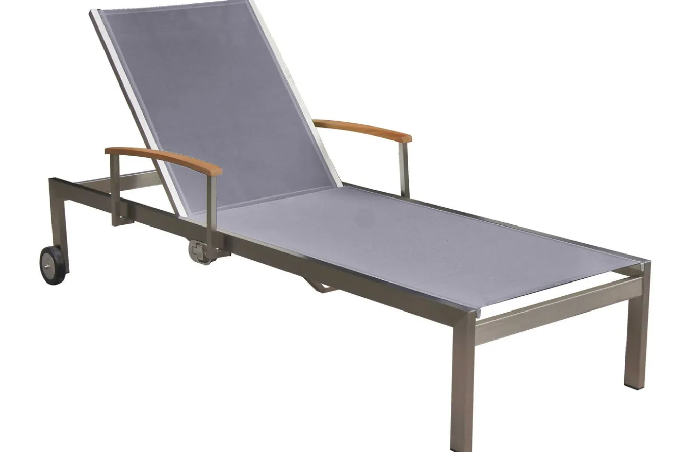 OUTFLEXX Rollliege, taupe, Edelstahl/Textilene, mit Gasfeder, 195 x 74 cm