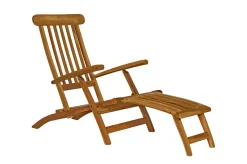 OUTFLEXX Seattle Liegestuhl / Deckchair, natur, Teakholz, 165 x 58 x 96 cm, fein geschliffen
