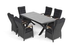 OUTFLEXX Serro Garten-Essgruppe, 6 Personen, ausziehbar, 200-260cm, Alu/Polyrattan, FSC®-zertifiziert