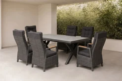 OUTFLEXX Serro Garten-Essgruppe, 6 Personen, ausziehbar, 200-260cm, Alu/Polyrattan, FSC®-zertifiziert