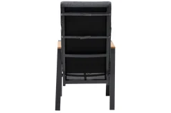 OUTFLEXX Serro Garten-Essgruppe, schwarz/anthrazit, Alu/Steinimitat/Teak, Tisch 200/260 x 100 cm, ausziehbar, 6 Stapelsessel