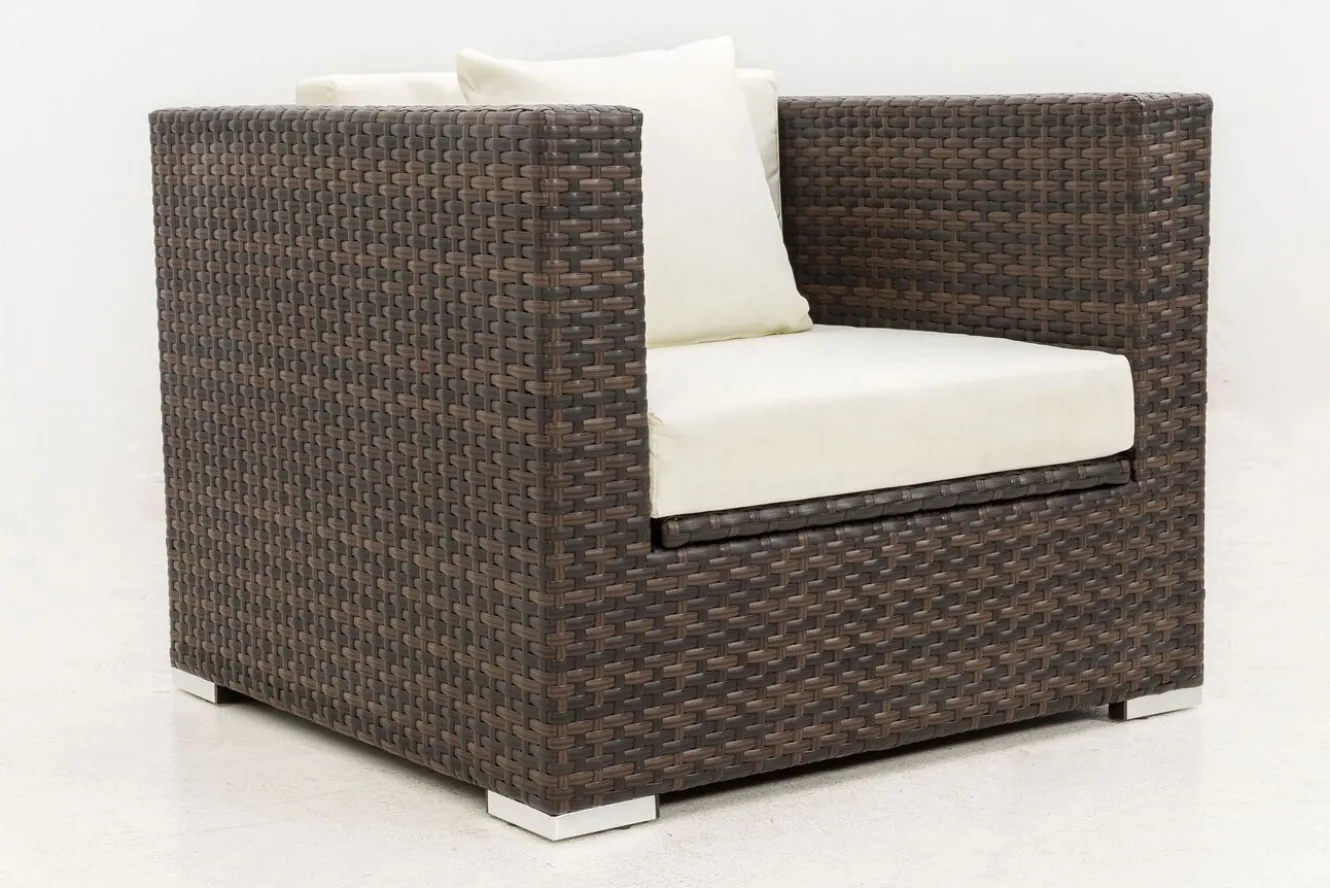 OUTFLEXX Sessel, braun marmoriert, Polyrattan, 90 x 85 x 70 cm, wasserfeste Kissenbox