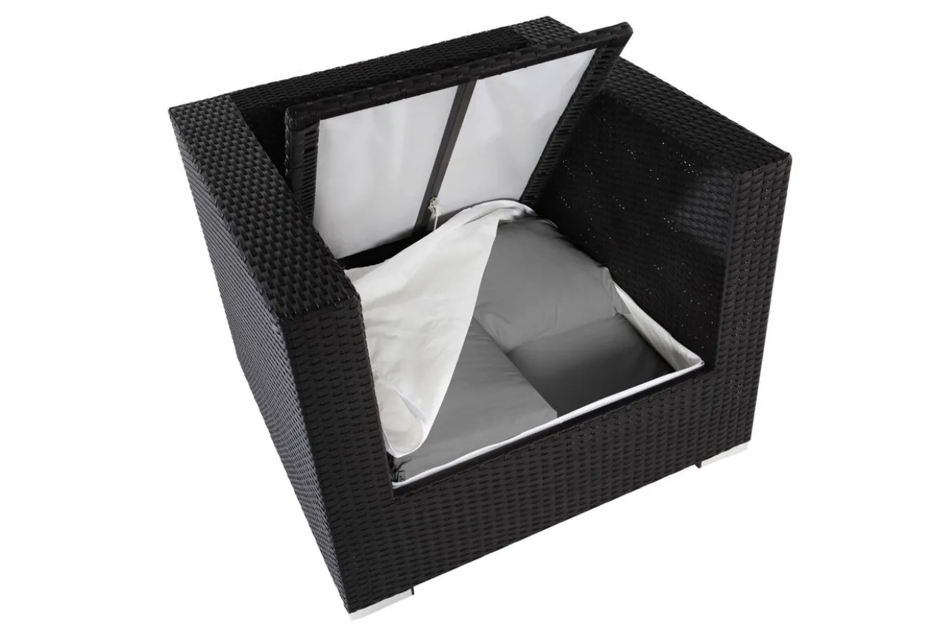OUTFLEXX Sessel, creme/weiß, schwarz, Polyrattan, inkl. Polster und Kissen, wasserfeste Kissenbox