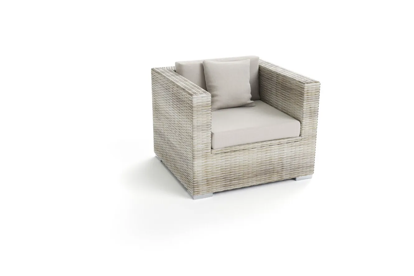 OUTFLEXX Sessel, desert-beige, Aluminium/Polyrattan/Polyester, Kissen inklusive, mit Kissenboxfunktion