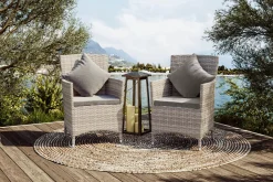 OUTFLEXX Sessel, desert-beige, Polyrattan/Aluminium, 60 x 60 x 86 cm, hohe Belastbarkeit, abnehmbare Bezüge, mit Reißverschluss, 2er Set