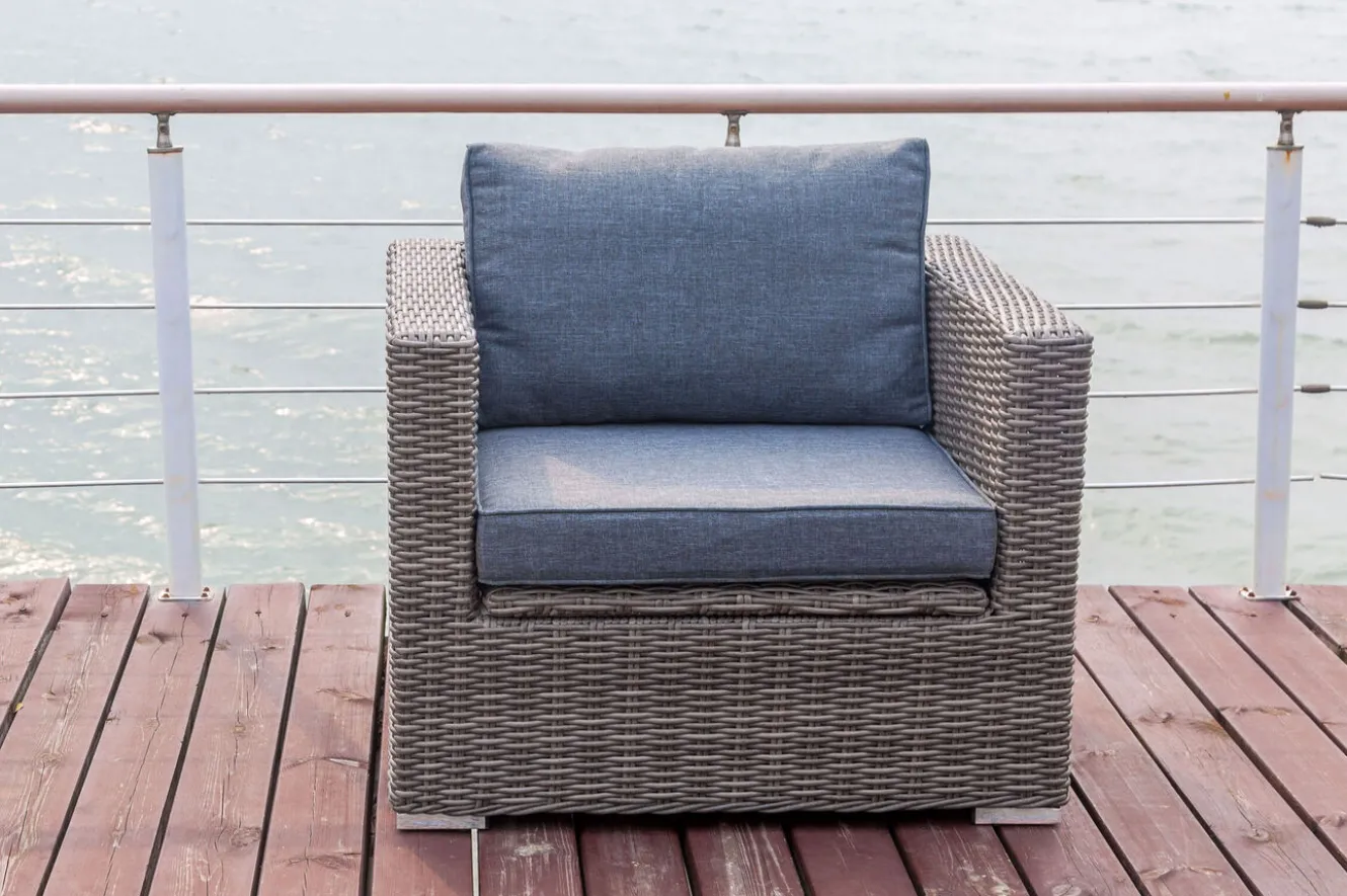 OUTFLEXX Sessel, grau, Polyrattan, 94 x 82 x 70 cm, wasserfeste Kissenbox